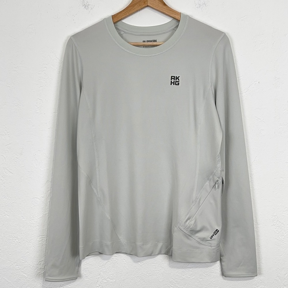 Duluth Trading Womens AKHG U.P. Stream Shirt Sz XS Light Gray Long Sleeve UPF